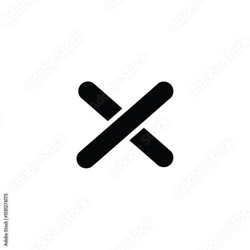 Simple black X-shaped graphic, minimalist design, symbol of cancel or no.