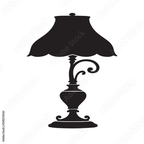 A classic wood table lamp with a white shade provides warm illumination, perfect for home interior decor