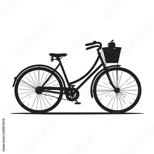 Vintage isolated white background bicycle with red accents, perfect for cycling, sport, or transport themes
