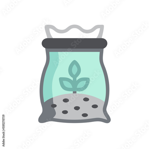 Soil bag icon with seedling and dark and light green design  
