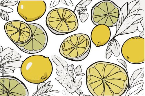 simple drawing of lemons on white background, background