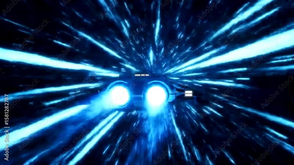 Warp Velocity Space Tunnel with Blue Glow