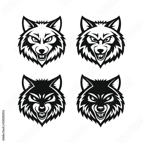 Wolf Face Silhouette Bundle — Tribal, Geometric, Brush, and Line Styles
