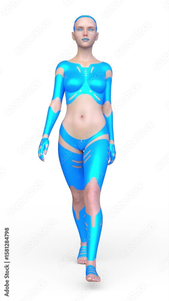 歩く女性サイボーグ 3DCGレンダリング 歩く女性サイボーグ 3DCGレンダリング