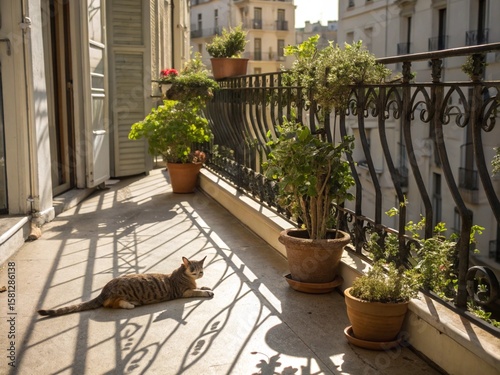 Fototapeta Naklejka Na Ścianę i Meble -  cat resting at the balcony
