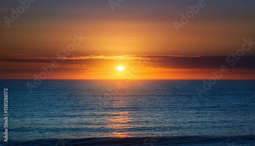 magnificence of a sunrise on horizon with its ethereal hues boundless oceanic expanse and profound intermingling of earth and sky