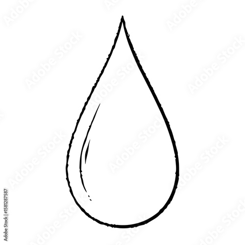Water droplet outline in sketch style on white background  