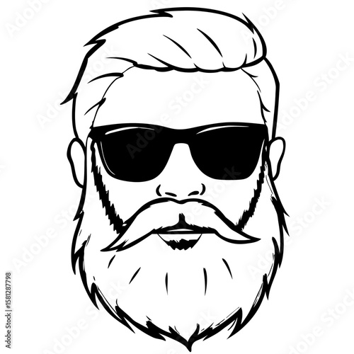 Bearded man wearing sunglasses in a minimalistic illustration style  