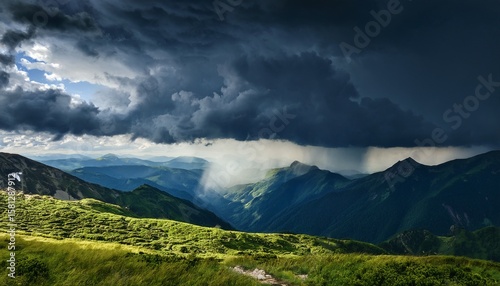 stormy weather over a mountain range