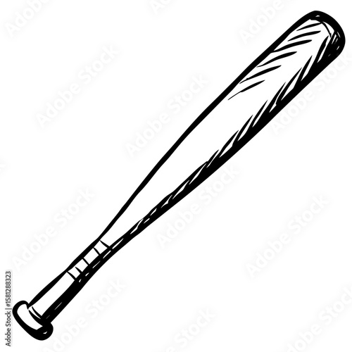 Baseball bat sketch in black and white drawing style  