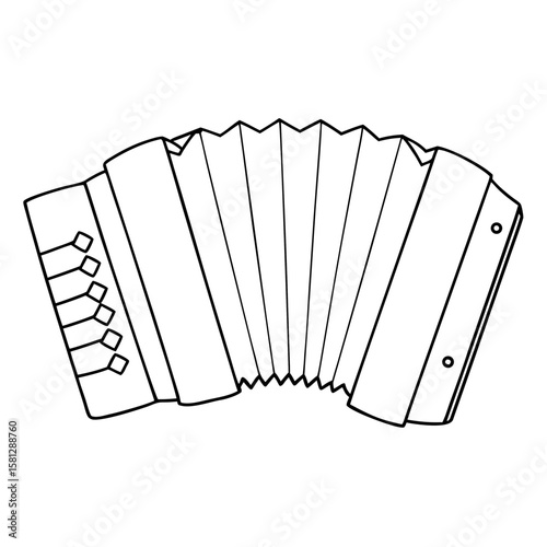 Outline of an accordion musical instrument in simple style  