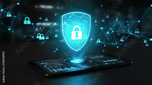 Wallpaper Mural Security shield graphic on digital tablet Torontodigital.ca