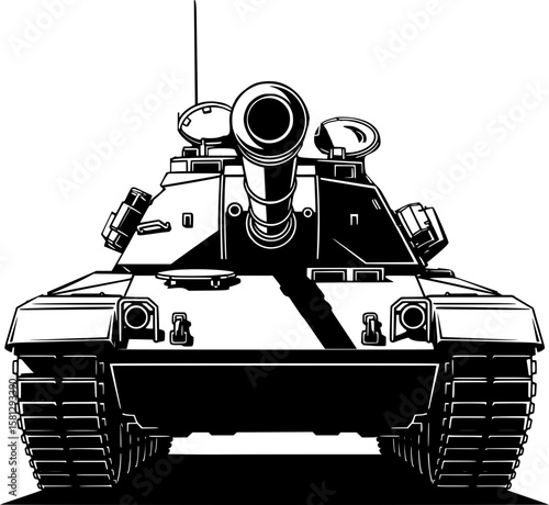 Military Tank Front View  silhouette vector illustration