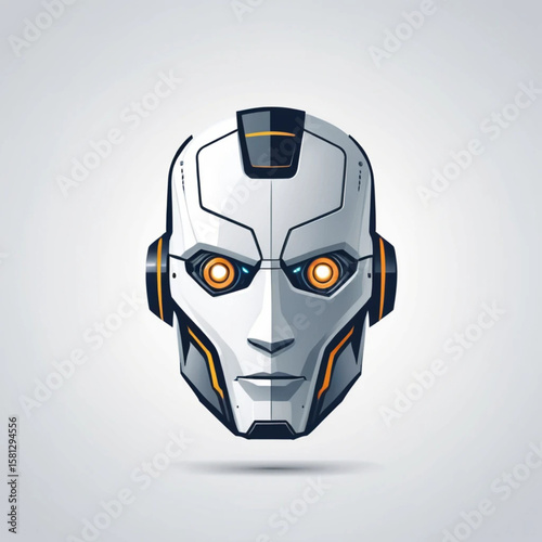 Robot Head Vector Logo for AI Brand