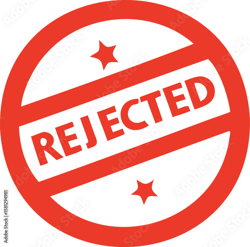Red rejected stamp icon with grunge texture