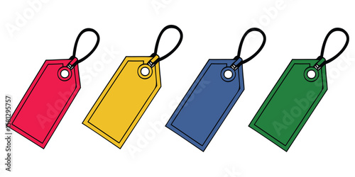  Colorful price tags icon set with strings