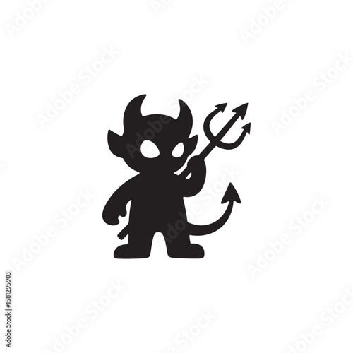 Little Devil with Trident Silhouette