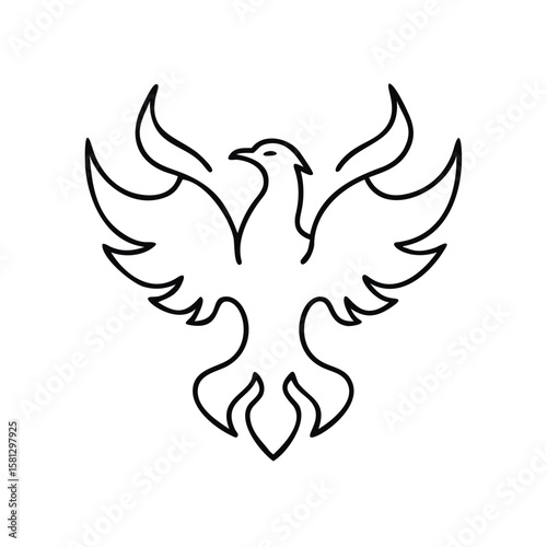 Phoenix rising from ashes in a minimalist design