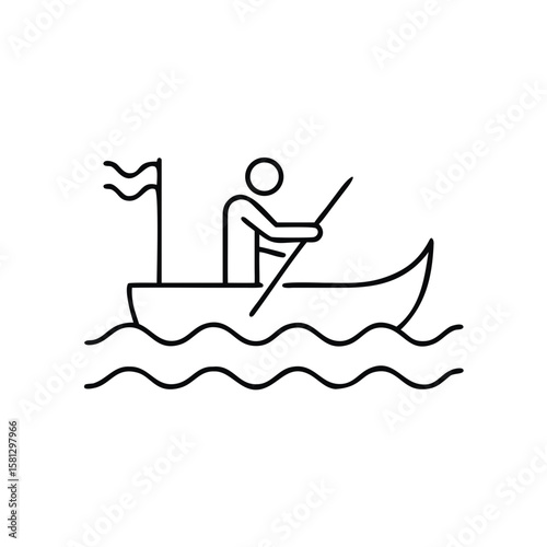 Ferryman rowing on the River Styx icon in minimalistic style