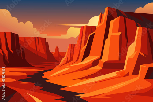 Monument Valley's majestic landscape glows under a vibrant desert sky at sunset, with silhouetted rock formations against the orange and red light