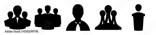 Illustration of Business People in Silhouettes, Representing Teams and Leadership