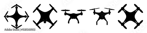 Collection of Drone Silhouettes Showing Various Drone Designs and Styles