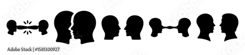 Abstract Human Communication Illustrating Connection and Disconnection of Mindsets