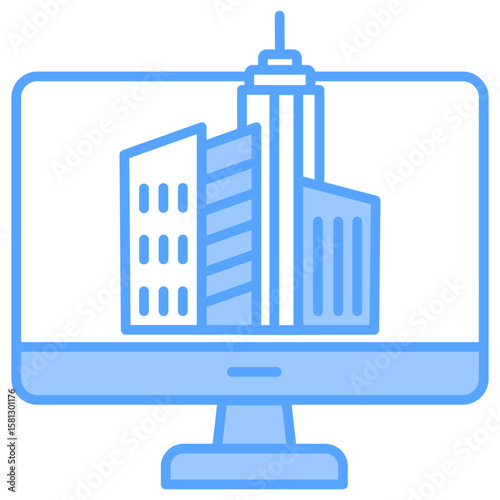 Video Conference Blue Icon