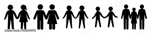 A collection of stick figures holding hands representing unity and togetherness