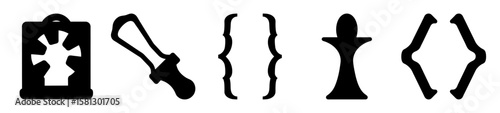 Collection of assorted vector icons representing diverse concepts in black silhouette