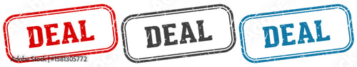 deal stamp. deal rectangular stamp set isolated on white background
