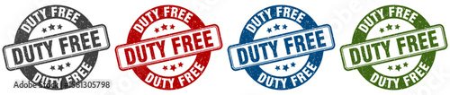 duty free stamp. duty free round stamp set isolated on white background