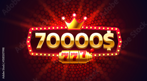 Casino coupon special voucher 70000 dollar, Check banner special offer. Vector illustration