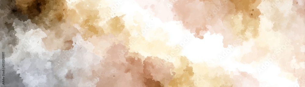 Obraz premium Soft watercolor splashes in neutral earthy tones with white space.