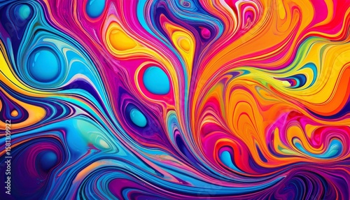 liquid paint psychedelic swirls trippy abstract acrylic background generative ai