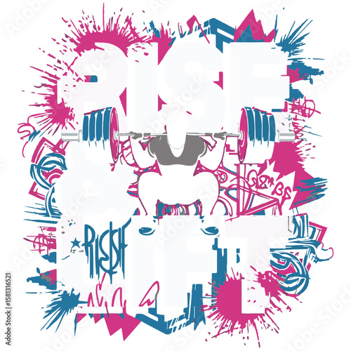 Rise Up and Push Through: This dynamic illustration embodies strength, determination, and the relentless pursuit of fitness goals, featuring a lifter in action.