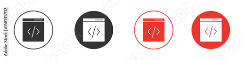 Web Code icon pictogram in solid version.