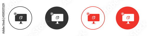Virtual machine icon pictogram in solid version.
