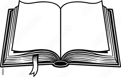 Open book coloring vector black silhouette print design