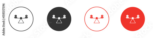 Time and money compare scale icon pictogram in solid version.