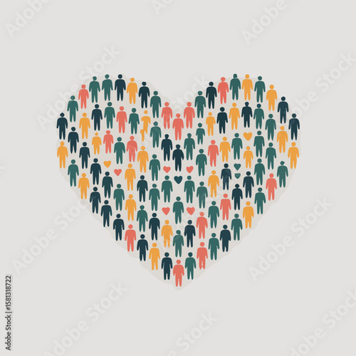 Crowd heart people unity love community support together group teamwork concept