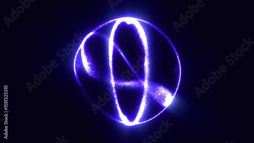 Wallpaper Mural Neon blue energy sphere with intersecting glowing rings in deep space Torontodigital.ca