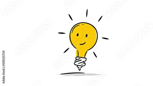 Simple Bright Light Bulb Icon Sketch Animation