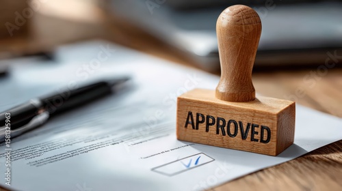 Wallpaper Mural Approved Stamp on Document With Pen and Checkbox Torontodigital.ca