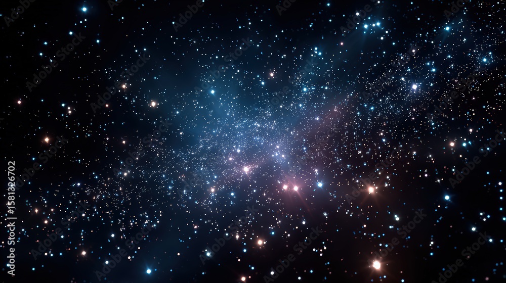 Fototapeta premium Starry Galaxy With Blue Nebula in Outer Space
