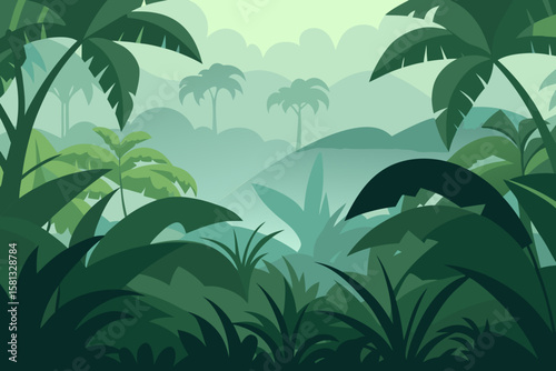 Tropical beach vector illustration with palm trees and a vibrant summer island landscape