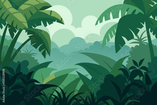 Seamless tropical palm tree pattern with green foliage, perfect for summer nature illustrations or decorative wallpaper designs
