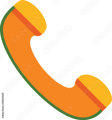 Vibrant Orange and Green Retro Telephone Handset Illustration