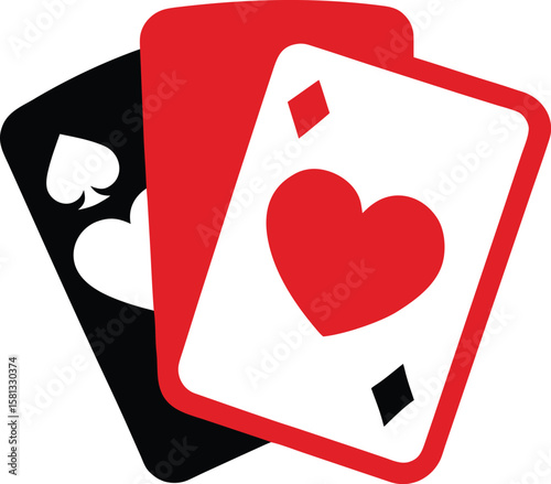 Playing Cards Suits, Hearts, Diamonds, Clubs, Spades - Vector Illustration