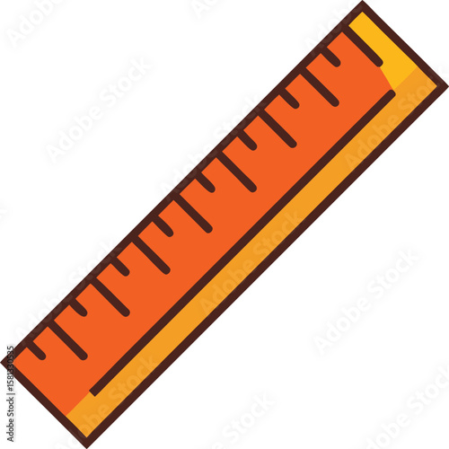 Orange Ruler Precise Measurement Tool - Vector Illustration